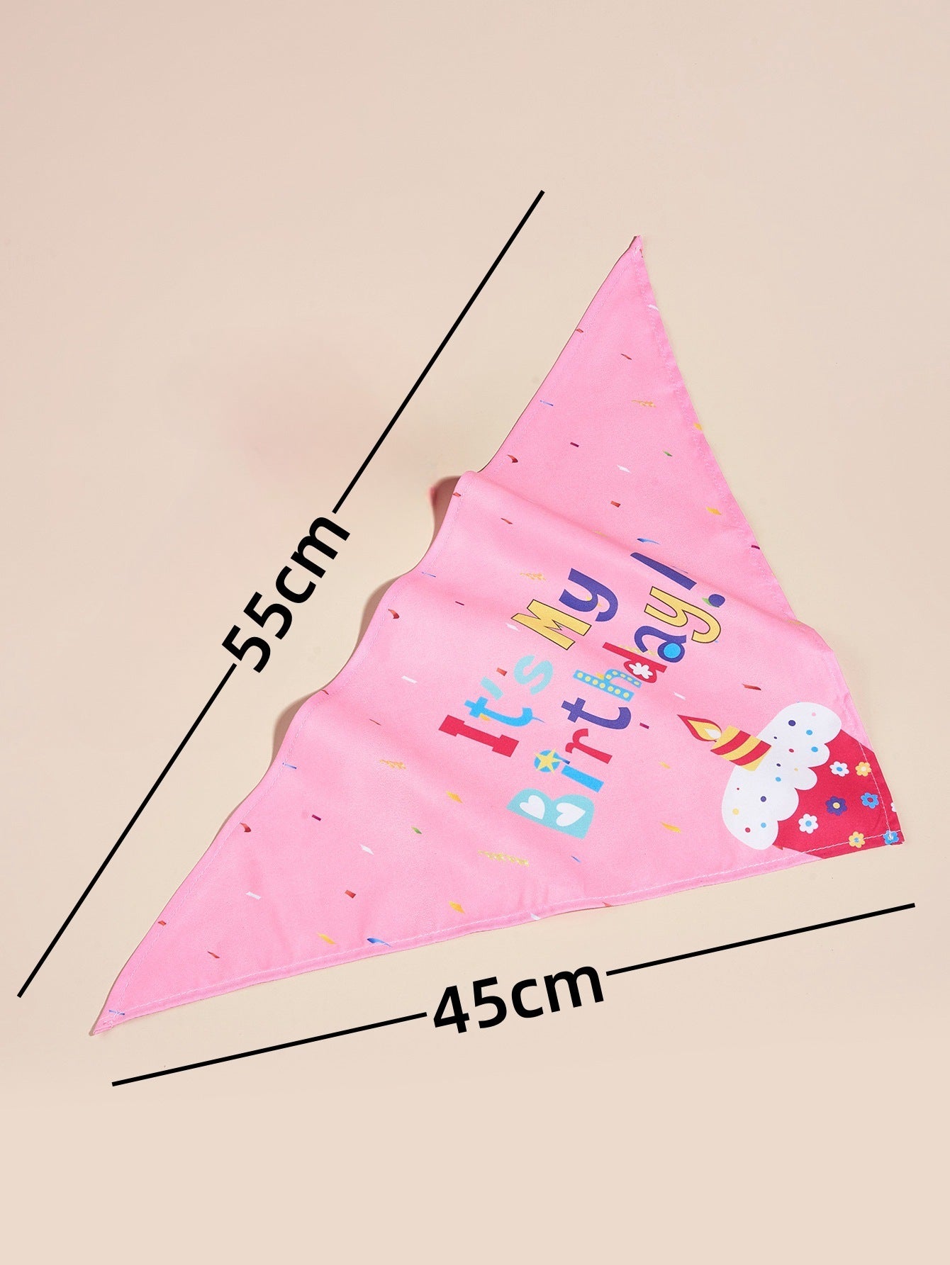HKM-706707 Dog Birthday Accessories - Triangular Binders with Cartoon Patterns and Drool Towels (Blue and Pink Options)