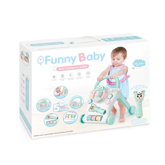Multifunctional 4-in-1 Baby Walker with Music and Sit-to-Stand Features for Early Learning