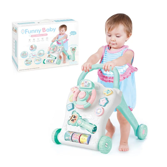 Multifunctional 4-in-1 Baby Walker with Music and Sit-to-Stand Features for Early Learning