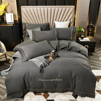 HKM-706963 Pure Cotton Embroidered Brushed Bedding Set - 4 Pieces, European-American Style, 1.5m & 1.8m Bed Sizes