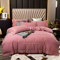 HKM-706963 Pure Cotton Embroidered Brushed Bedding Set - 4 Pieces, European-American Style, 1.5m & 1.8m Bed Sizes