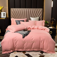 HKM-706963 Pure Cotton Embroidered Brushed Bedding Set - 4 Pieces, European-American Style, 1.5m & 1.8m Bed Sizes