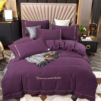 HKM-706963 Pure Cotton Embroidered Brushed Bedding Set - 4 Pieces, European-American Style, 1.5m & 1.8m Bed Sizes