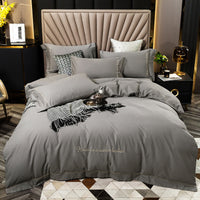 HKM-706963 Pure Cotton Embroidered Brushed Bedding Set - 4 Pieces, European-American Style, 1.5m & 1.8m Bed Sizes