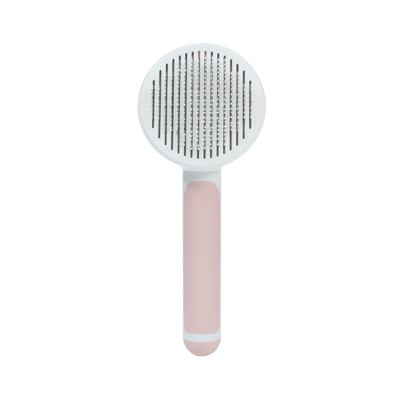 HKM-706963 Round Handle Self-Cleaning Pet Comb with Sticky Bead Massage Feature