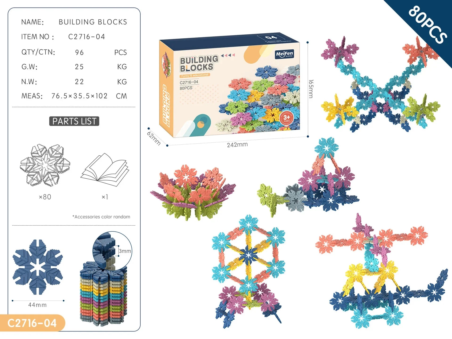 KTX-707027 DIY Snowflake Particle Building Block Set for Kids - Creative Educational Toy Ages 2 and Up