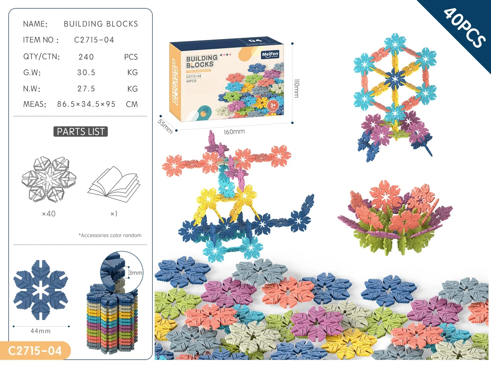 KTX-707027 DIY Snowflake Particle Building Block Set for Kids - Creative Educational Toy Ages 2 and Up
