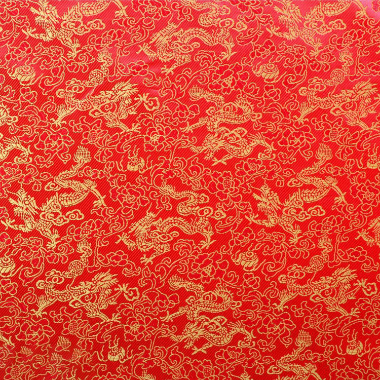 HKM-707091 Multicolor Jacquard Fabric with Chinese Dragon Pattern - 50% Rayon, 50% Polyester Silk, 150cm Width