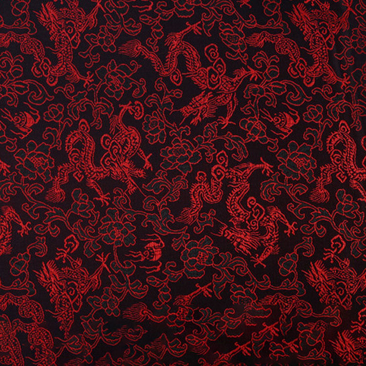 HKM-707091 Multicolor Jacquard Fabric with Chinese Dragon Pattern - 50% Rayon, 50% Polyester Silk, 150cm Width