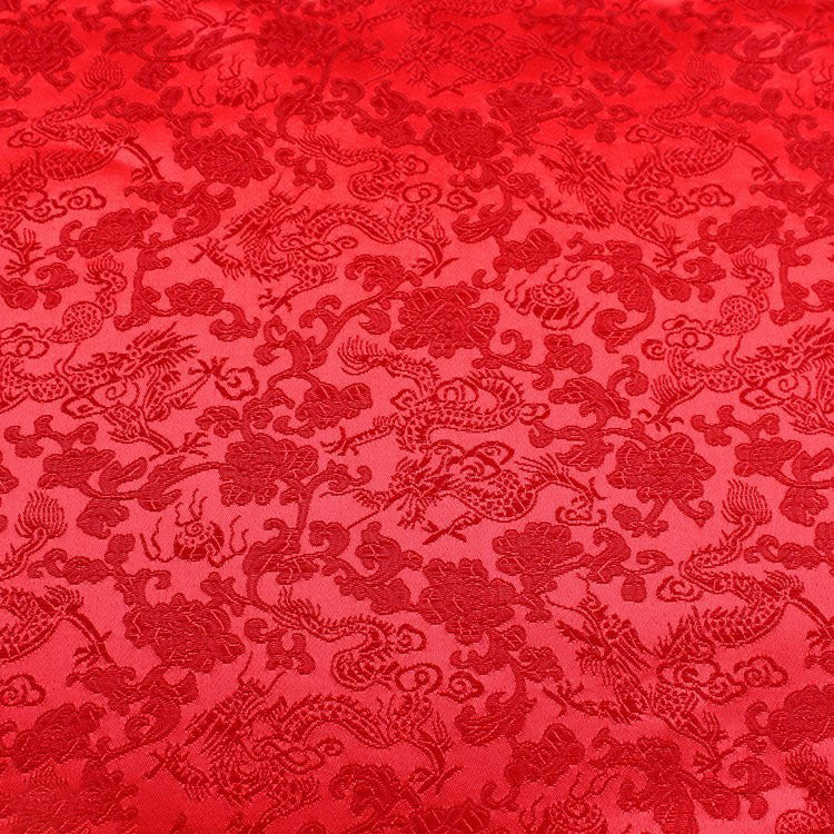HKM-707091 Multicolor Jacquard Fabric with Chinese Dragon Pattern - 50% Rayon, 50% Polyester Silk, 150cm Width