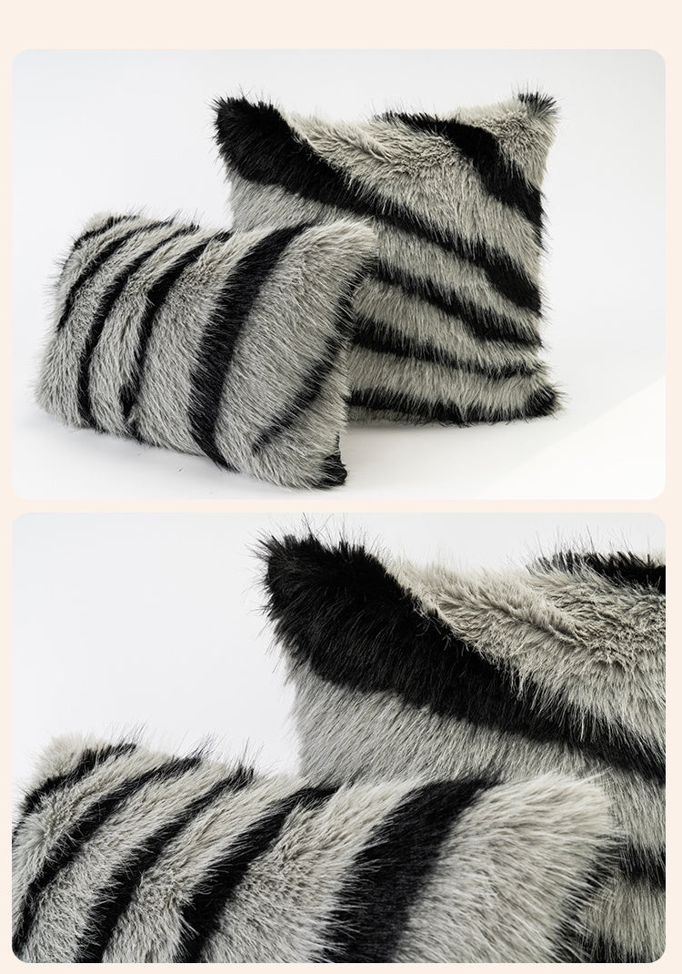 HKM-707155 Black and White Zebra Pattern Plush Square Pillow Cushion, Multiple Sizes Available