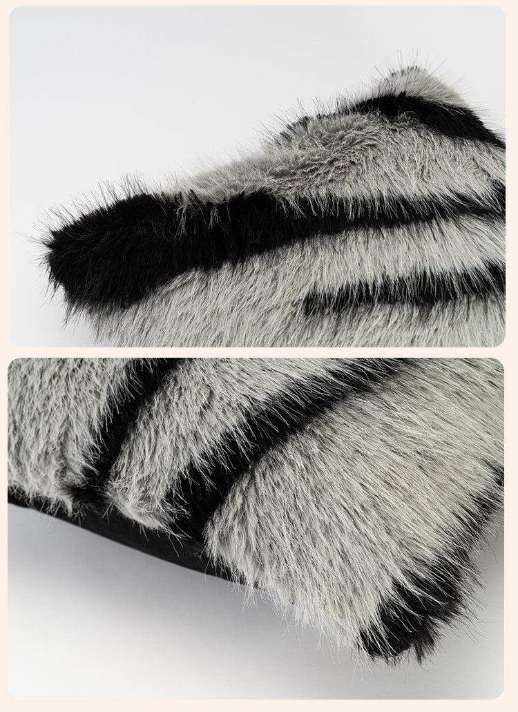 HKM-707155 Black and White Zebra Pattern Plush Square Pillow Cushion, Multiple Sizes Available