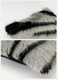 HKM-707155 Black and White Zebra Pattern Plush Square Pillow Cushion, Multiple Sizes Available