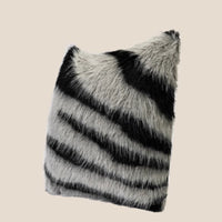 HKM-707155 Black and White Zebra Pattern Plush Square Pillow Cushion, Multiple Sizes Available