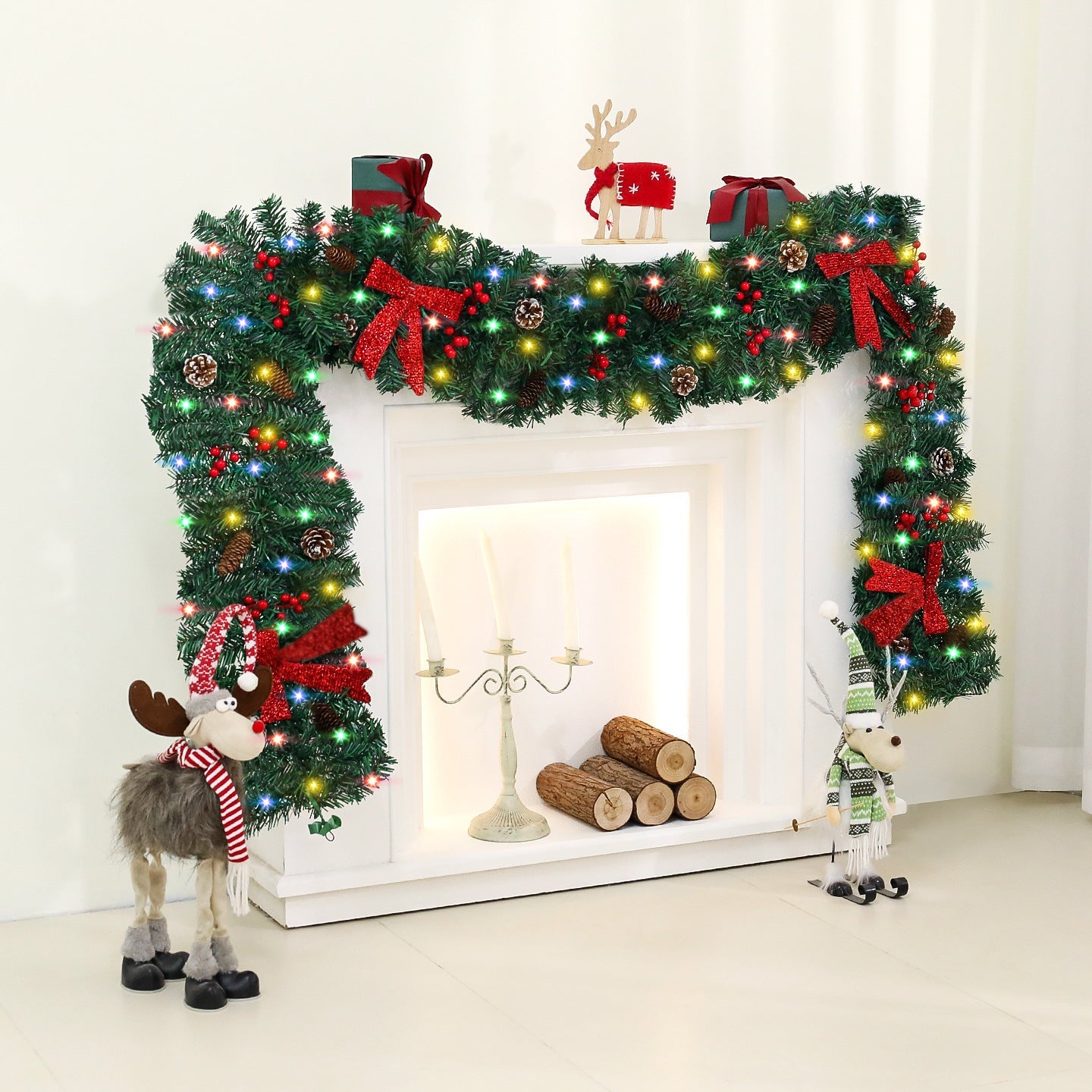 HKM-707155 Rattan Pine Cone Bow Christmas Decoration for Holiday Atmosphere Setup