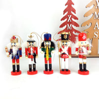 HKM-707475 Hand-painted Wooden Nutcracker Christmas Tree Pendant - Set of 5