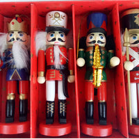HKM-707475 Hand-painted Wooden Nutcracker Christmas Tree Pendant - Set of 5