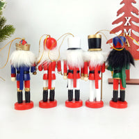 HKM-707475 Hand-painted Wooden Nutcracker Christmas Tree Pendant - Set of 5