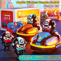 HKM-707603 Remote Control Dual Bumper Car with LED Lights and Spray Doll for Interactive Fun