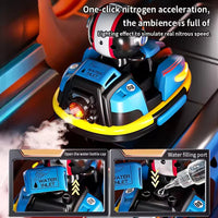 HKM-707603 Remote Control Dual Bumper Car with LED Lights and Spray Doll for Interactive Fun