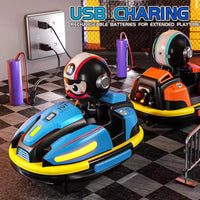 HKM-707603 Remote Control Dual Bumper Car with LED Lights and Spray Doll for Interactive Fun