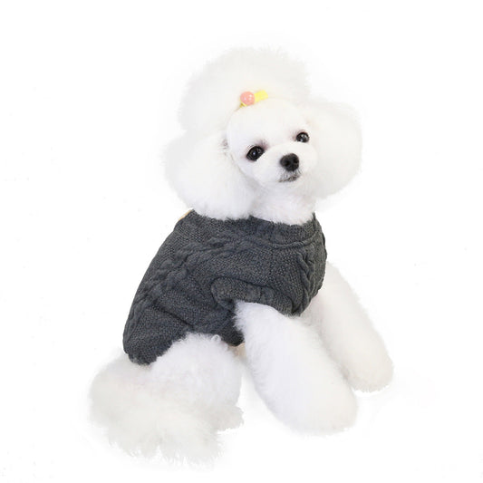 HKM-707603 Woolen Cotton Vest for Small Dogs and Cats - Cozy Autumn/Winter Sweater in Gray, Brown, and Red