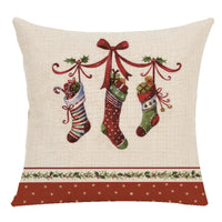 HKM-707731 Christmas-Themed Linen Throw Pillow Case, 45x45CM, Digital Print, Pillow Core Not Included
