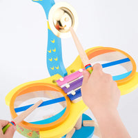 HKM-707923 Wooden Animal Shape Drum Kit Toy - 3-in-1 Musical Instrument Set for Kids Ages 2-4