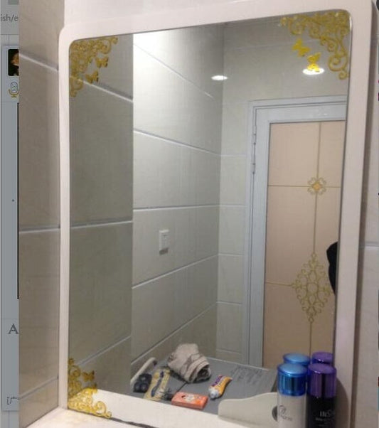 HKM-708115 Corner Flower Window Glass Wardrobe Stickers - Set of 4 Butterfly Designs in Various Sizes