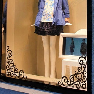 HKM-708115 Corner Flower Window Glass Wardrobe Stickers - Set of 4 Butterfly Designs in Various Sizes