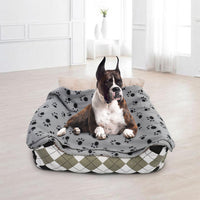 HKM-708179 Cat Foot Pad with Pure White, Burgundy, and Blue Footprints - Available in 100x70cm and 70x60cm Sizes