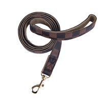 HKM-708179 Stylish Geometry Pattern PU Leather Dog Collar and Leash Set for All Seasons