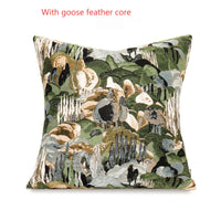 HKM-708307 Monet Forest Green Decorative Pillow with Feather Velvet Filling, 48x48cm