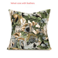 HKM-708307 Monet Forest Green Decorative Pillow with Feather Velvet Filling, 48x48cm