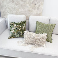 HKM-708307 Monet Forest Green Decorative Pillow with Feather Velvet Filling, 48x48cm