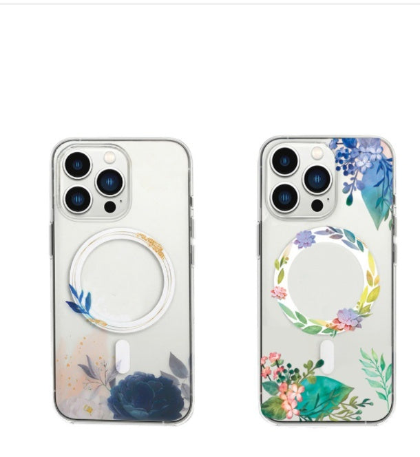 HKM-708435 Transparent Magnetic Mobile Phone Case for iPhone Models with Wireless Charging Compatibility
