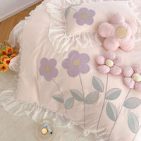HKM-708499 Floral Three-Dimensional Embroidery Cotton Quilt Cover Set - 4 Piece Bed Sheet for 1.5m and 1.8m Beds