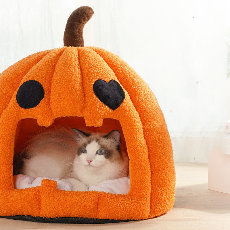 HKM-708627 Cozy Semi-Enclosed Removable Nest for Cats in Soft Crystal Velvet and PP Cotton