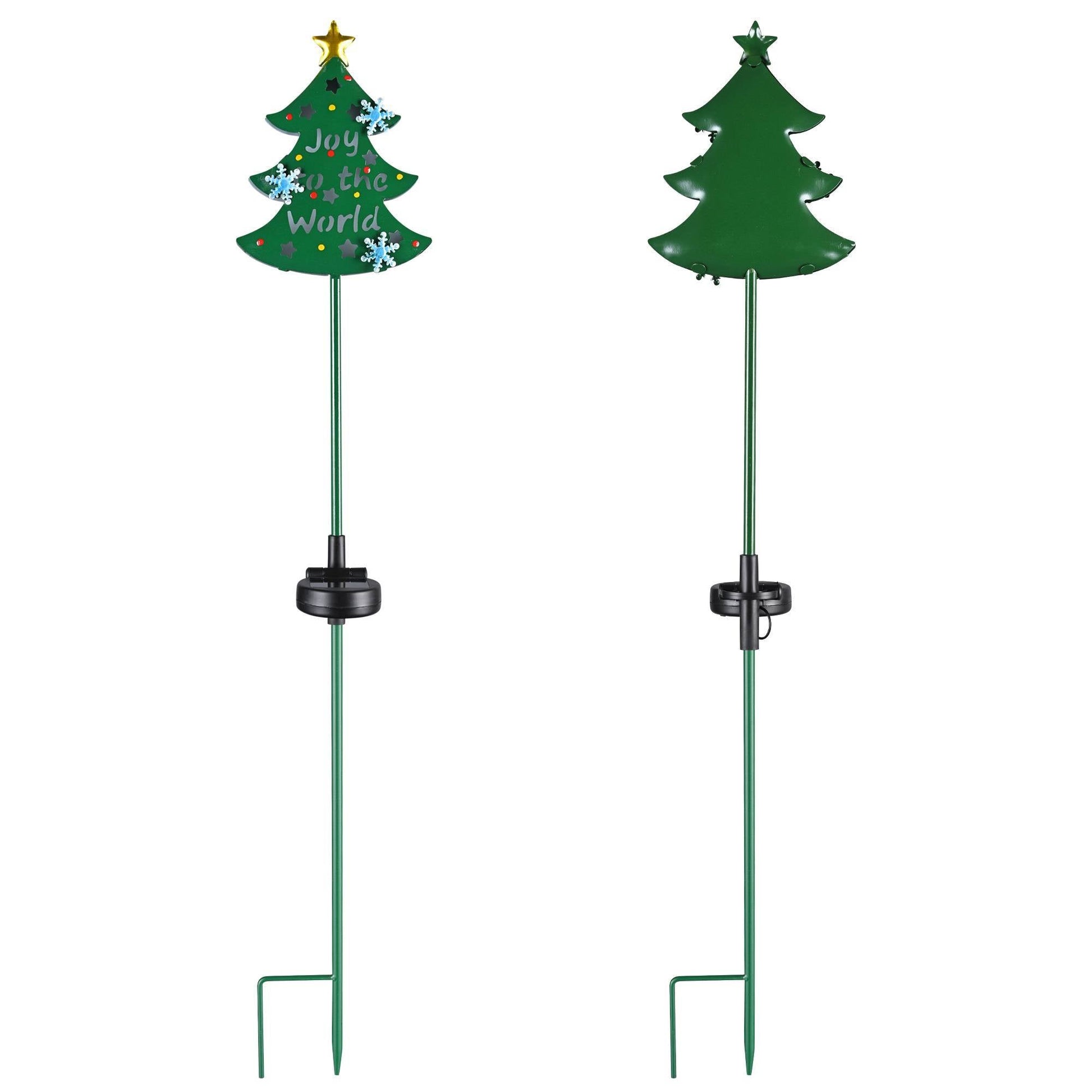 HKM-708627 Solar Christmas Tree Stake Lights with Snowflake Design - Decorative Garden Lighting for Holiday Celebrations