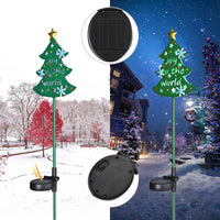 HKM-708627 Solar Christmas Tree Stake Lights with Snowflake Design - Decorative Garden Lighting for Holiday Celebrations
