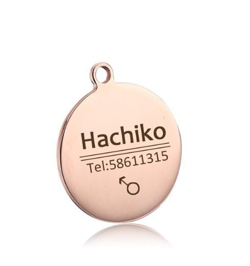 HKM-708691 Personalized Titanium Steel Pet Tag with Engraved Name, Phone Number, Address & Photo