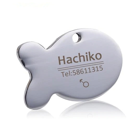 HKM-708691 Personalized Titanium Steel Pet Tag with Engraved Name, Phone Number, Address & Photo