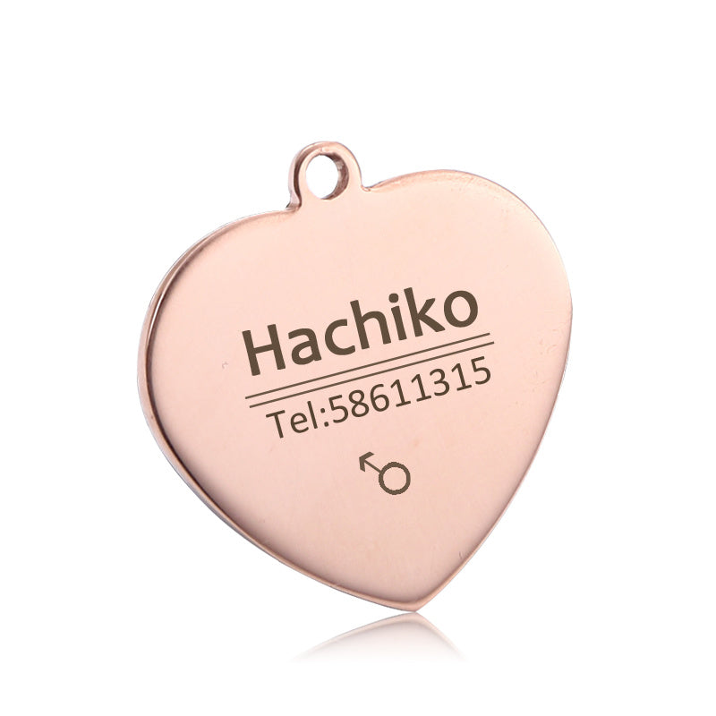 HKM-708691 Personalized Titanium Steel Pet Tag with Engraved Name, Phone Number, Address & Photo