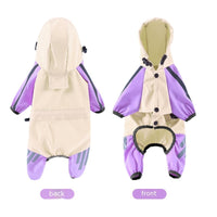 HKM-708819 Reflective Stripe Raincoat Cape for Dogs in Pink, Blue, Yellow, and Purple - Sizes S to XXL