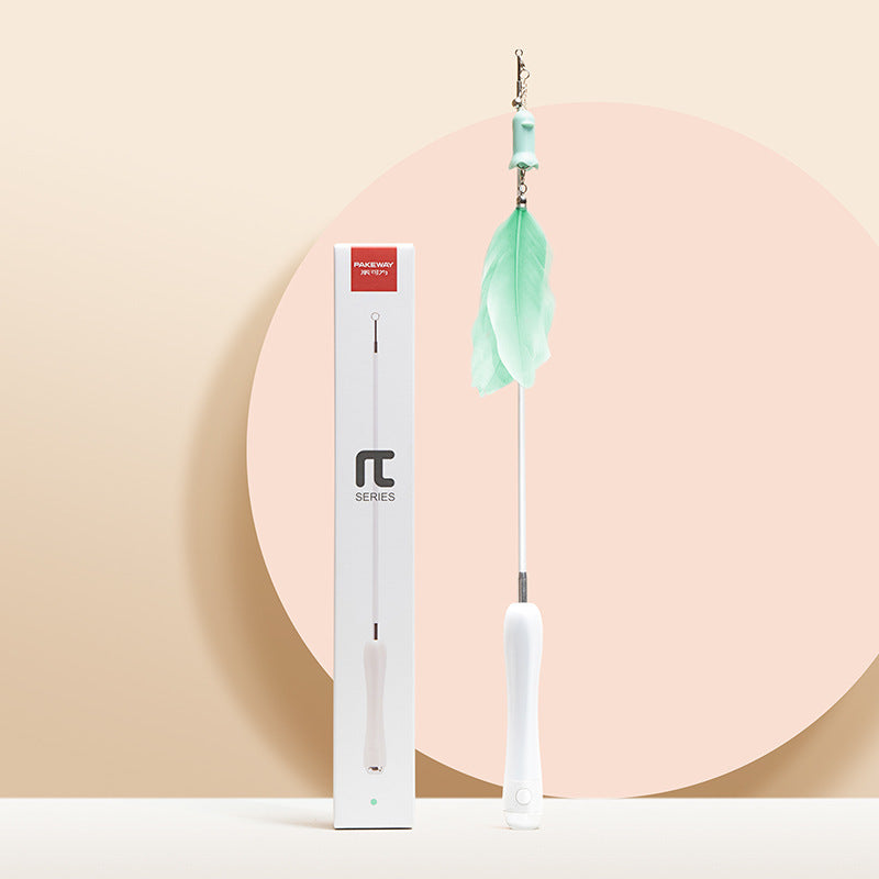 HKM-708819 Telescopic Cat Toy with Feather Attachment in Elegant Grey, Cherry Blossom, Mint, and Multi-functional Designs