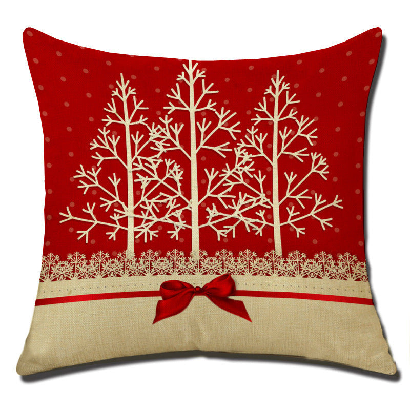 HKM-708883 Christmas Cushion Cover - Cotton and Linen Holiday Pillowcase, 45x45cm, 3D PP Cotton Filling
