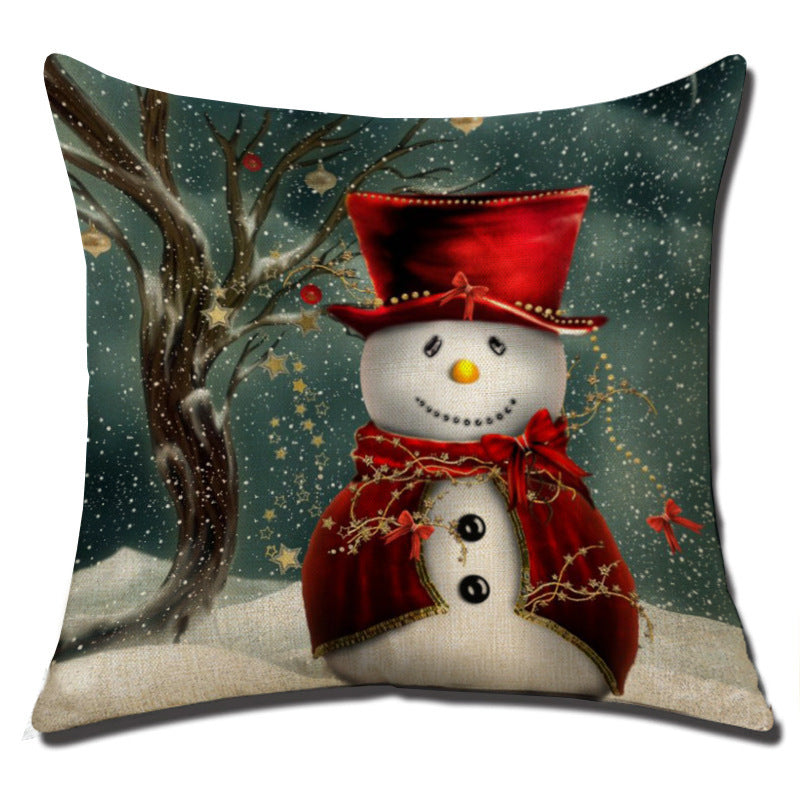 HKM-708883 Christmas Cushion Cover - Cotton and Linen Holiday Pillowcase, 45x45cm, 3D PP Cotton Filling