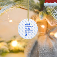 HKM-708947 Ceramic Round Pendant for Christmas Decor with Gold Wire Lanyard