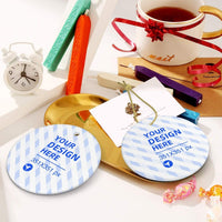 HKM-708947 Ceramic Round Pendant for Christmas Decor with Gold Wire Lanyard