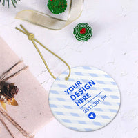 HKM-708947 Ceramic Round Pendant for Christmas Decor with Gold Wire Lanyard